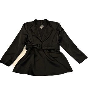 House of Harlow 1960 x Revolve Black Satin Belted Jacket Size XL